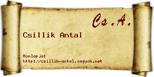 Csillik Antal névjegykártya
